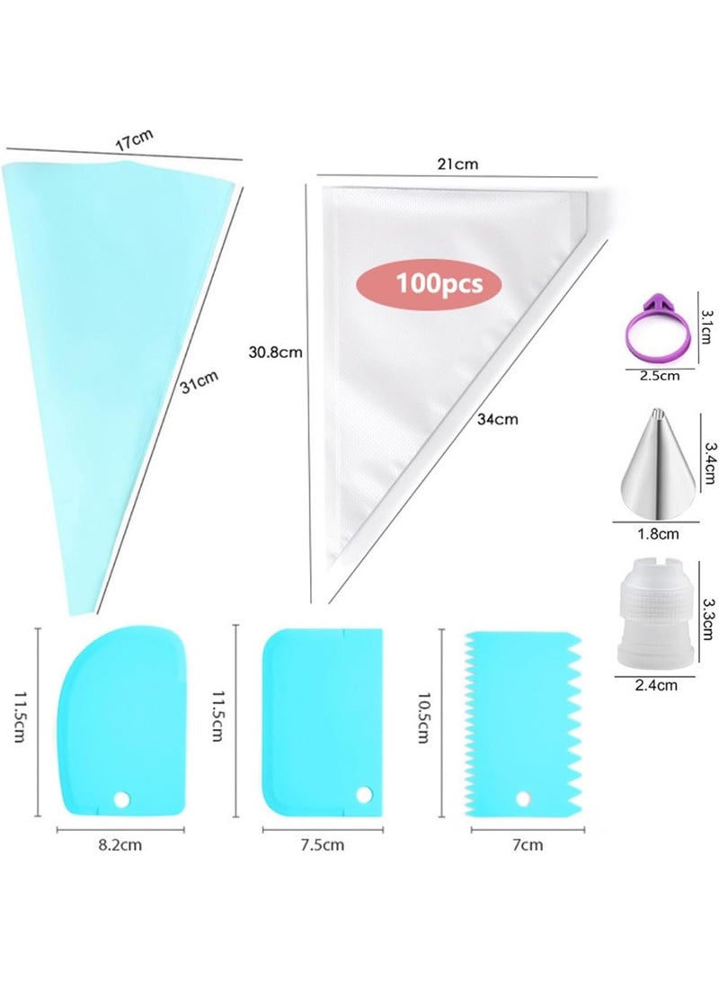 DUNISO Piping Bags and Tips Set, Reusable Cake Decorating Supplies Including Piping Bags, Frosting Piping Kit for Baking with Pastry Bags and Tips, Standard Converters, Silicone Rings, Cake Baking Tools Supplies for Cookie Icing, Cupcake - Image 2